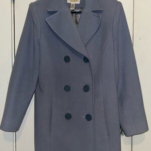 Vintage Talbots Wool & Cahsmere Double-Breasted Women's CoatSlate Blue Size 8
